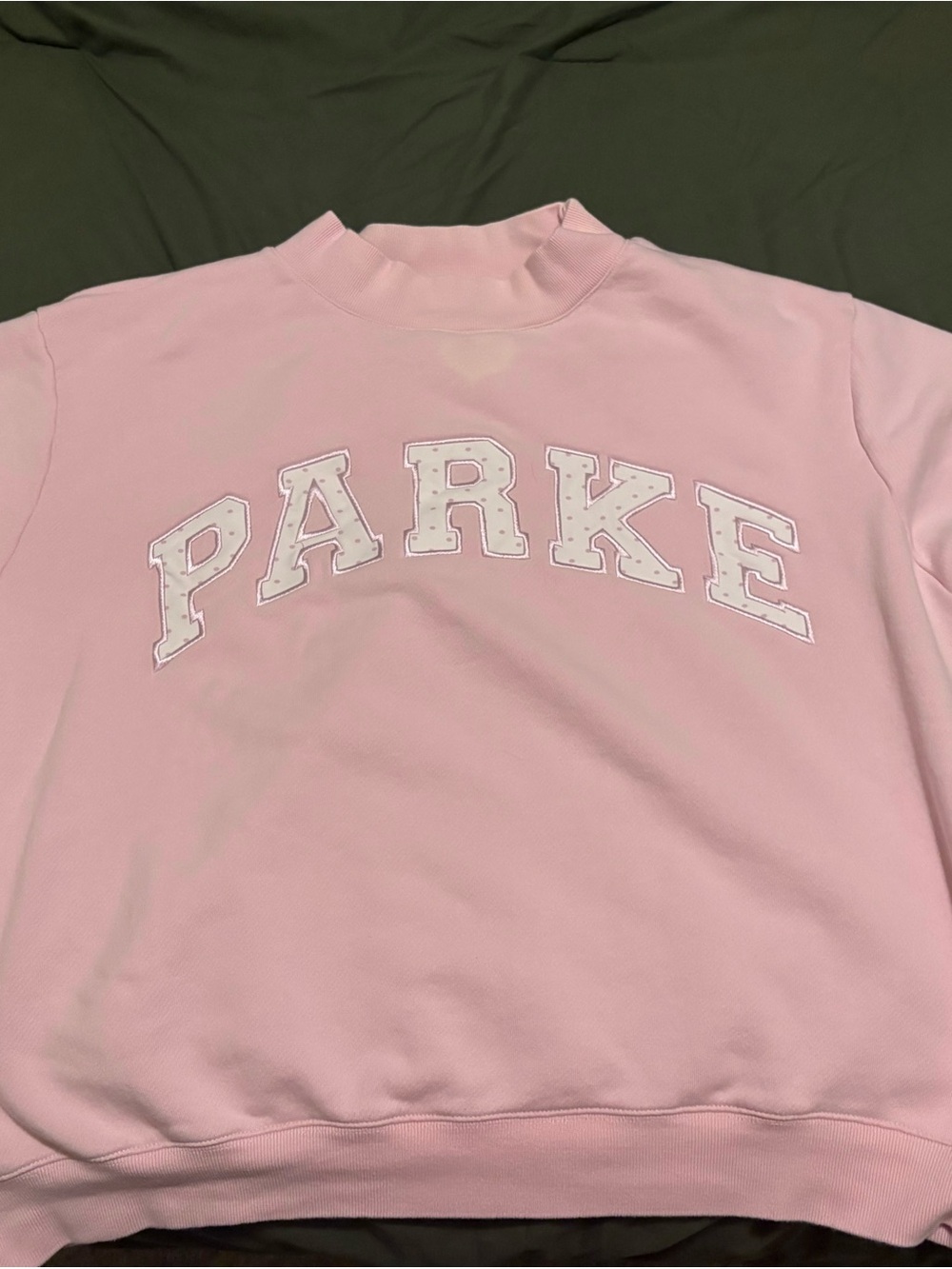 XXL PARKE Polka Dot Letter Varsity Mockneck - Sprinkle (small stains on front)